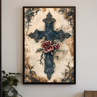 Roses And Cross Poster