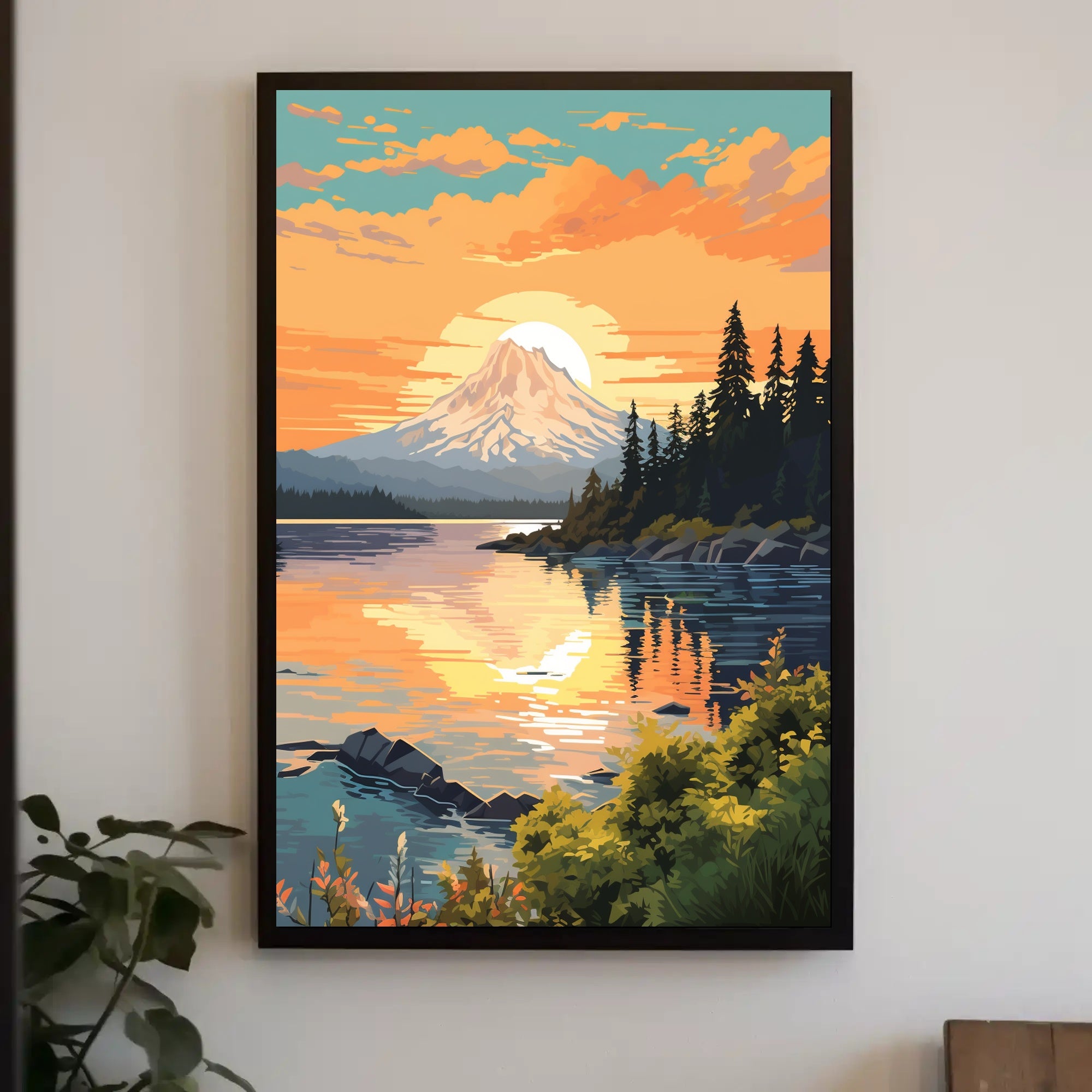 Serene Mountain Sunset Poster PosterGoat