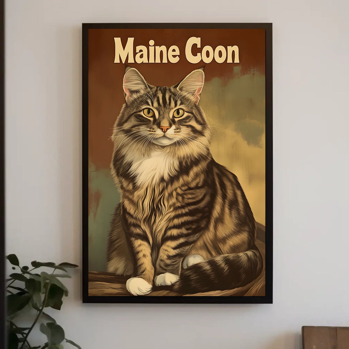 Maine Coon Cat Studio Portrait Realistic Photography Poster