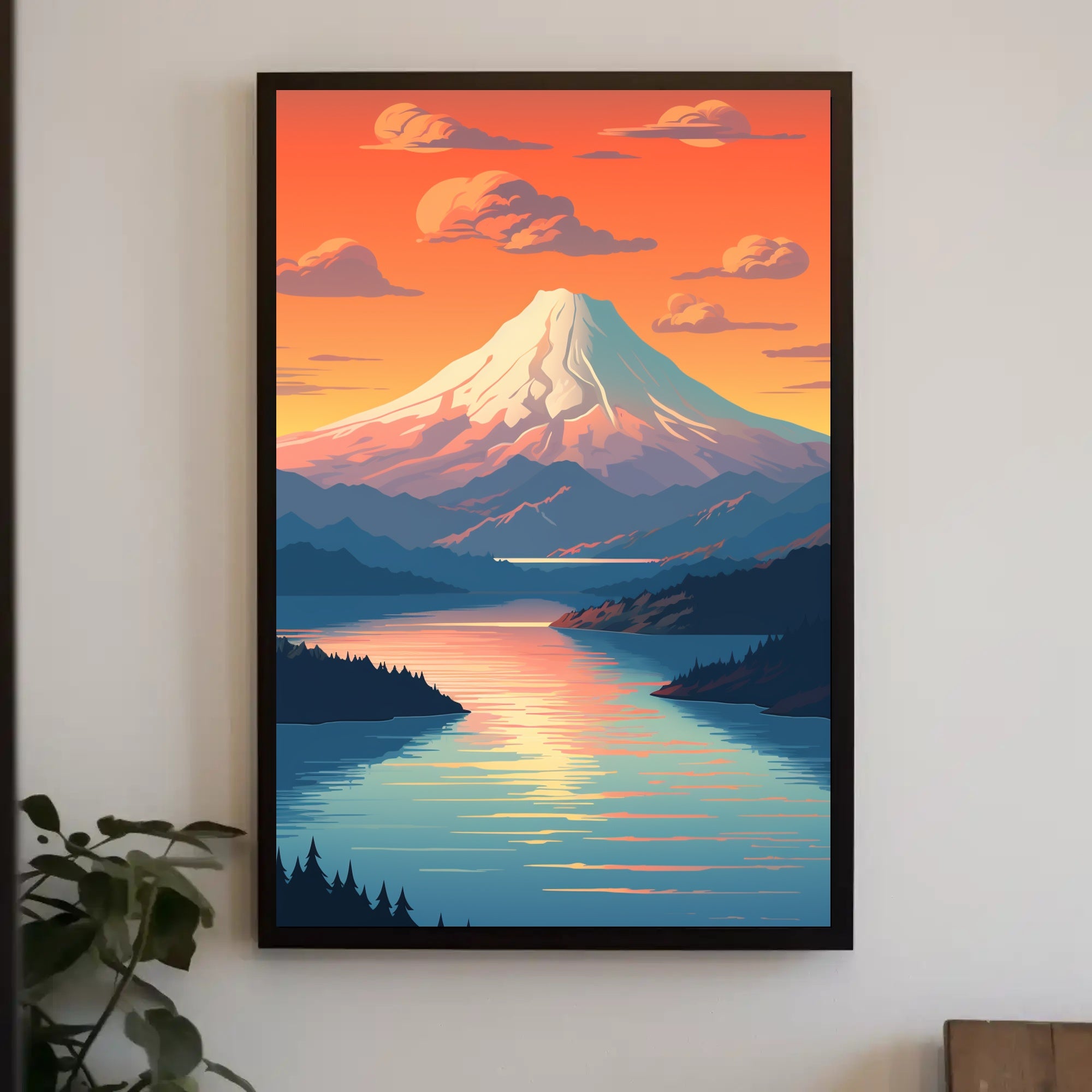 Majestic Mountain Sunset Poster PosterGoat