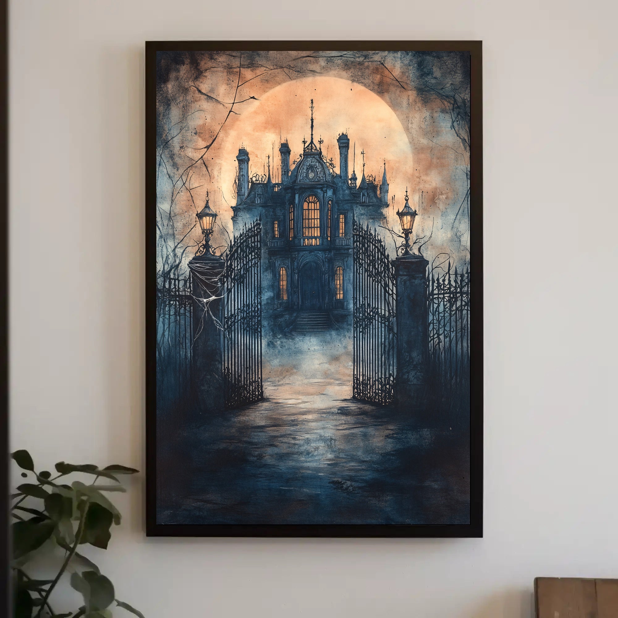 Haunting Gothic Mansion Moonlit Fantasy or Mythology Poster