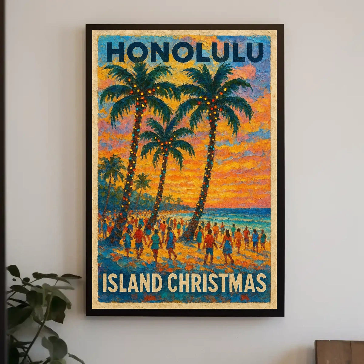 Honolulu Island Christmas Poster