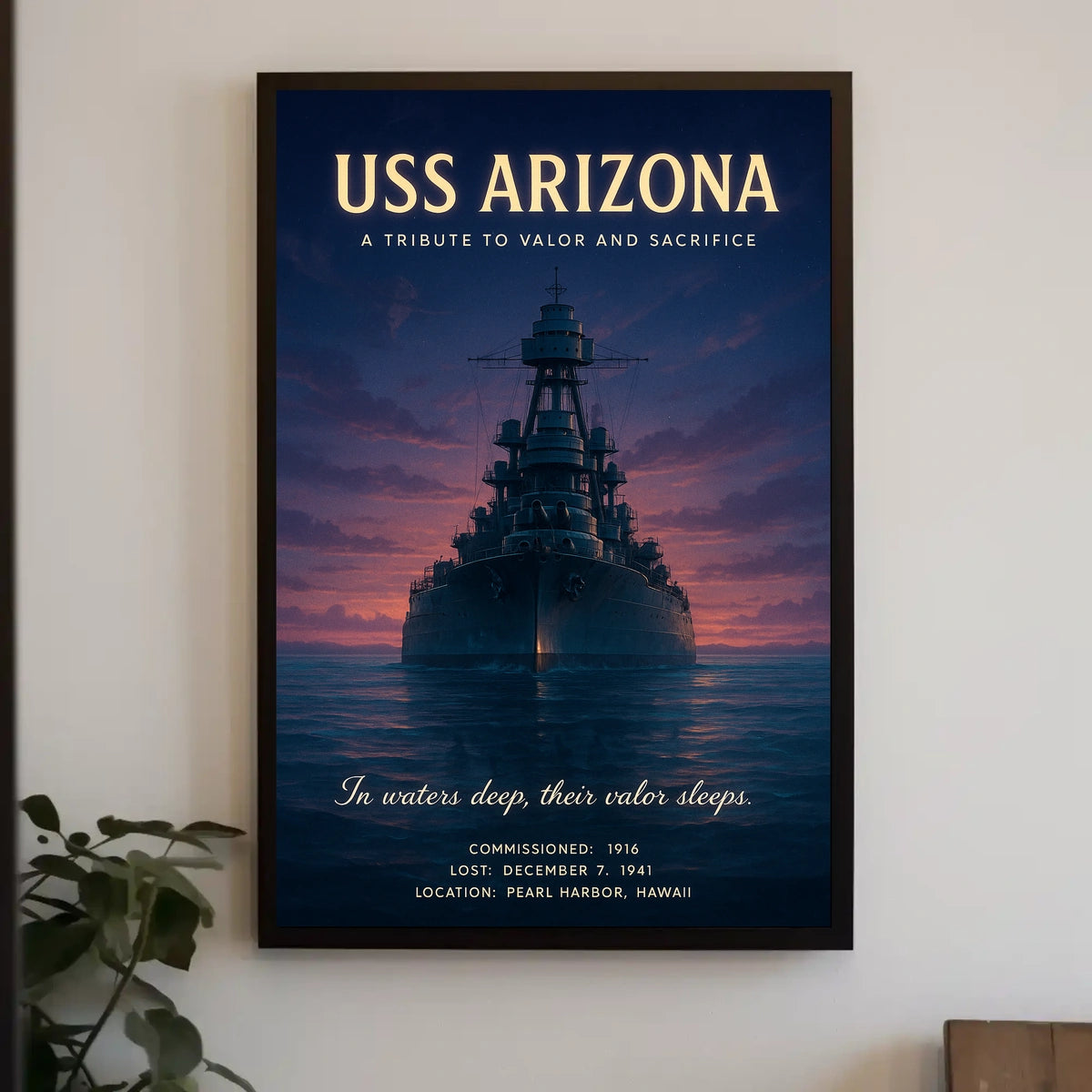USS Arizona Poster Valor and Sacrifice for History Buffs