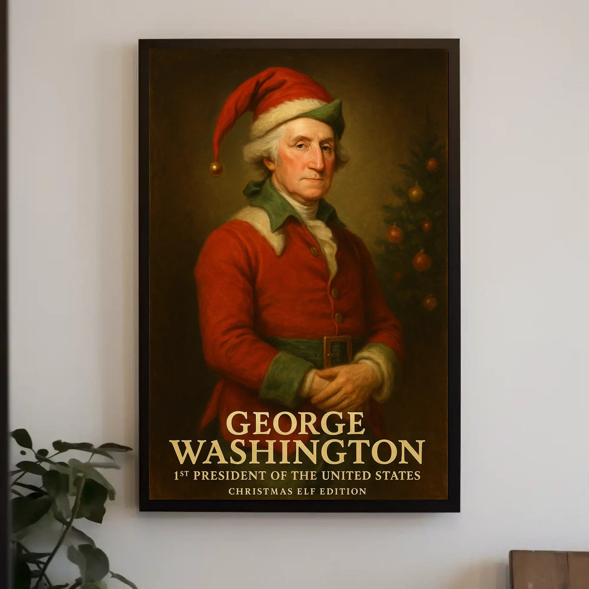 George Washington Christmas Elf Historical Poster