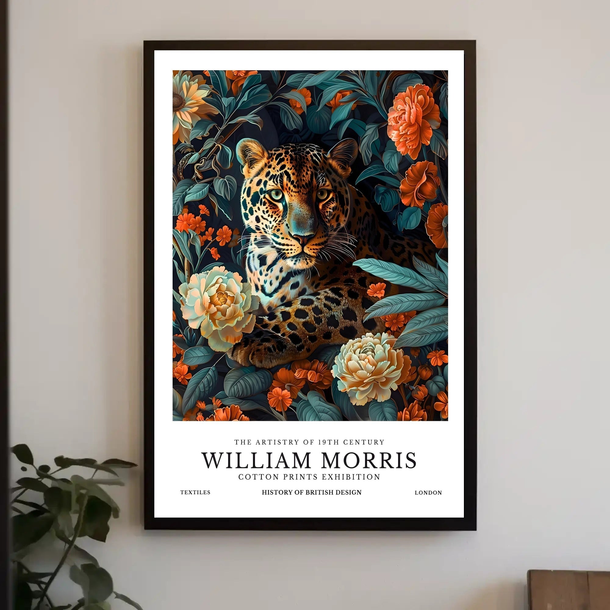Leopard in Floral Elegance: Artistic Poster