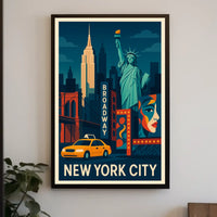 New York City Vibrant Urban Art Poster Abstract Wall Art