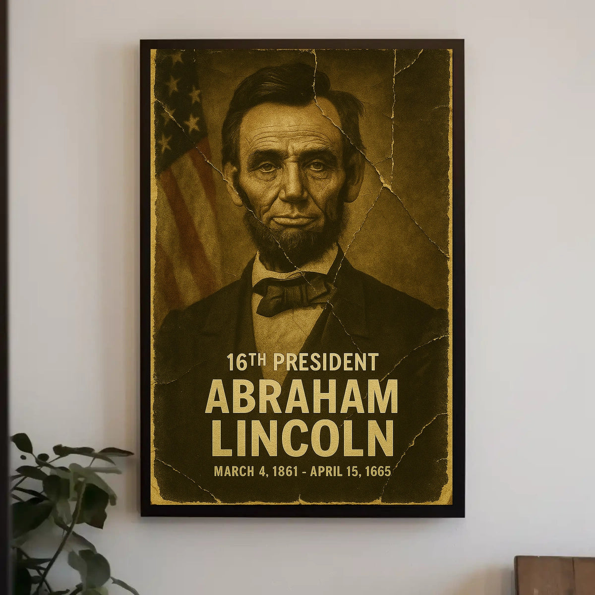 Abraham Lincoln 16th President of the United States Damaged Photograph Poster