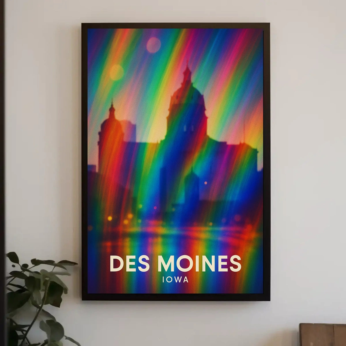 Des Moines Cityscape Digital Painting Vibrant Poster