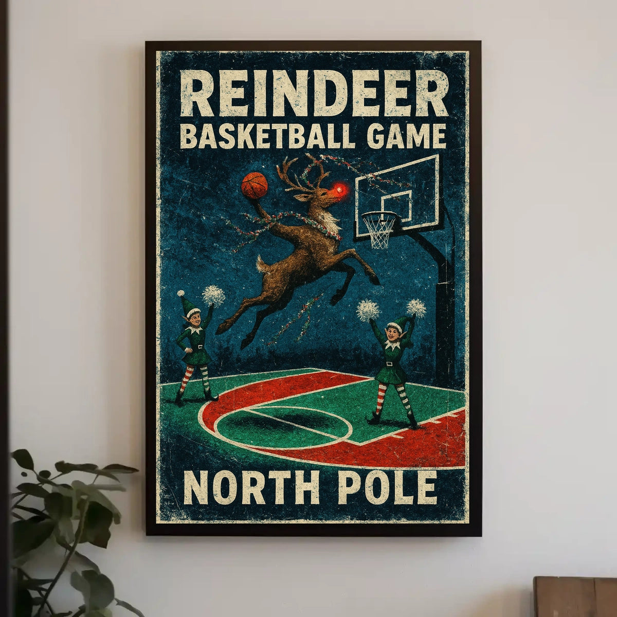 Reindeer Basketball Game At The North Poster