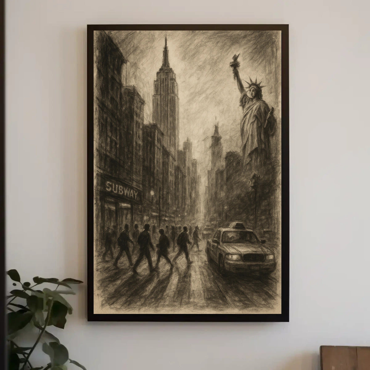 New York City Poster Vintage Urban Sketch Wall Art