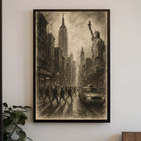 New York City Poster Vintage Urban Sketch Wall Art