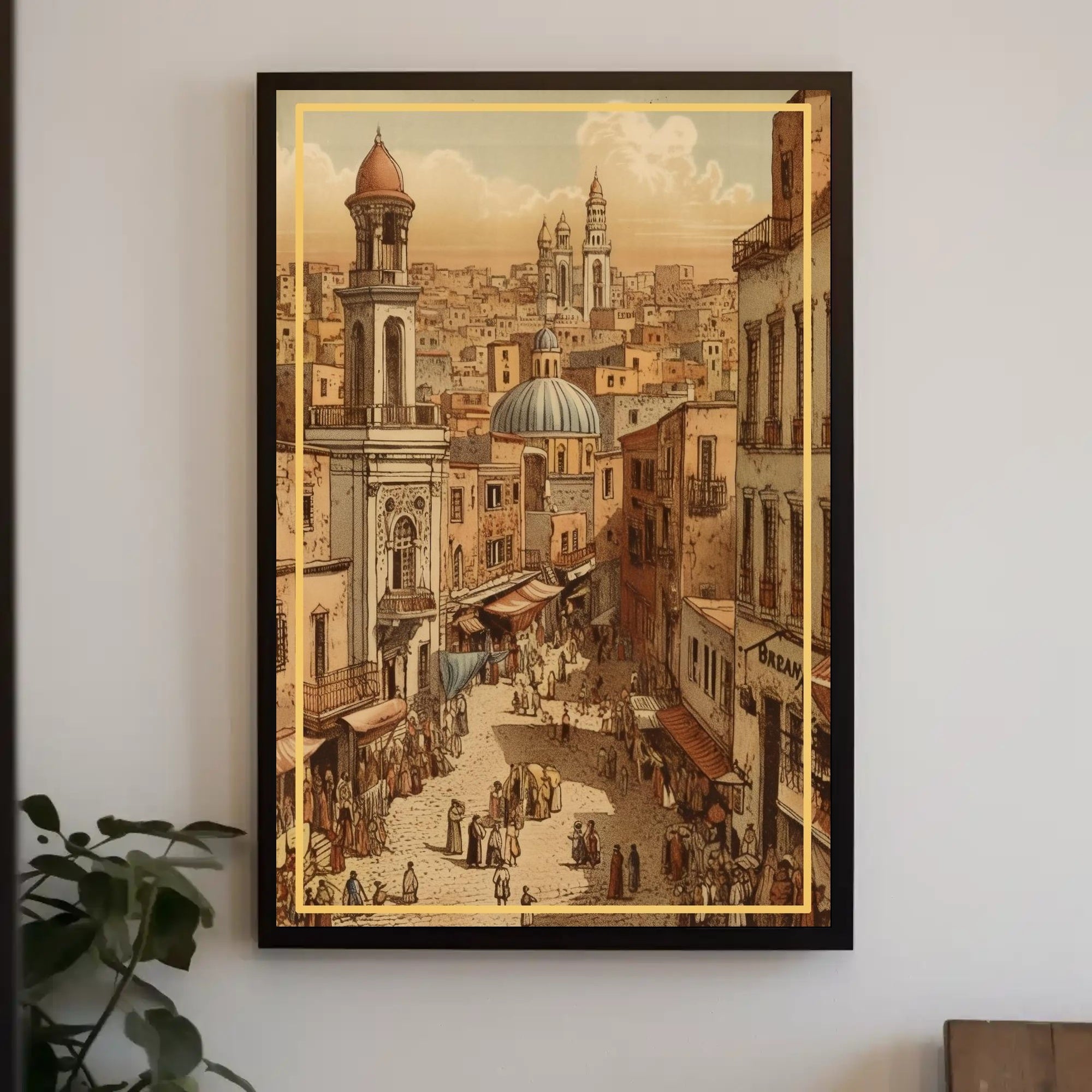 Bustling Market Street Poster