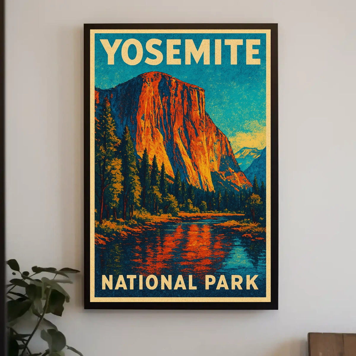 Yosemite Vintage Adventure El Capitan Landscape Retro Travel Art Deco Scenic Nature Lovers Poster