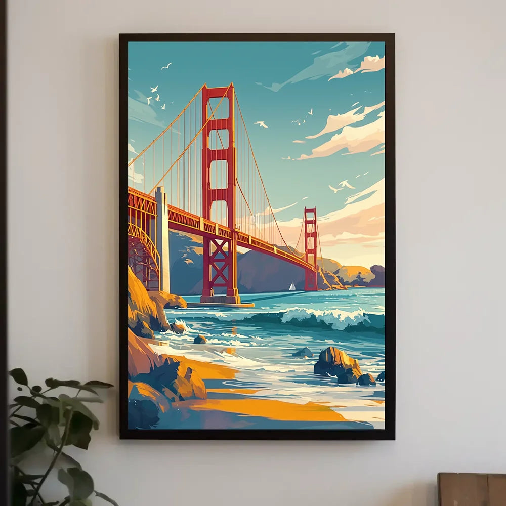 Golden Gate Bridge Vibrant Modern Art Poster