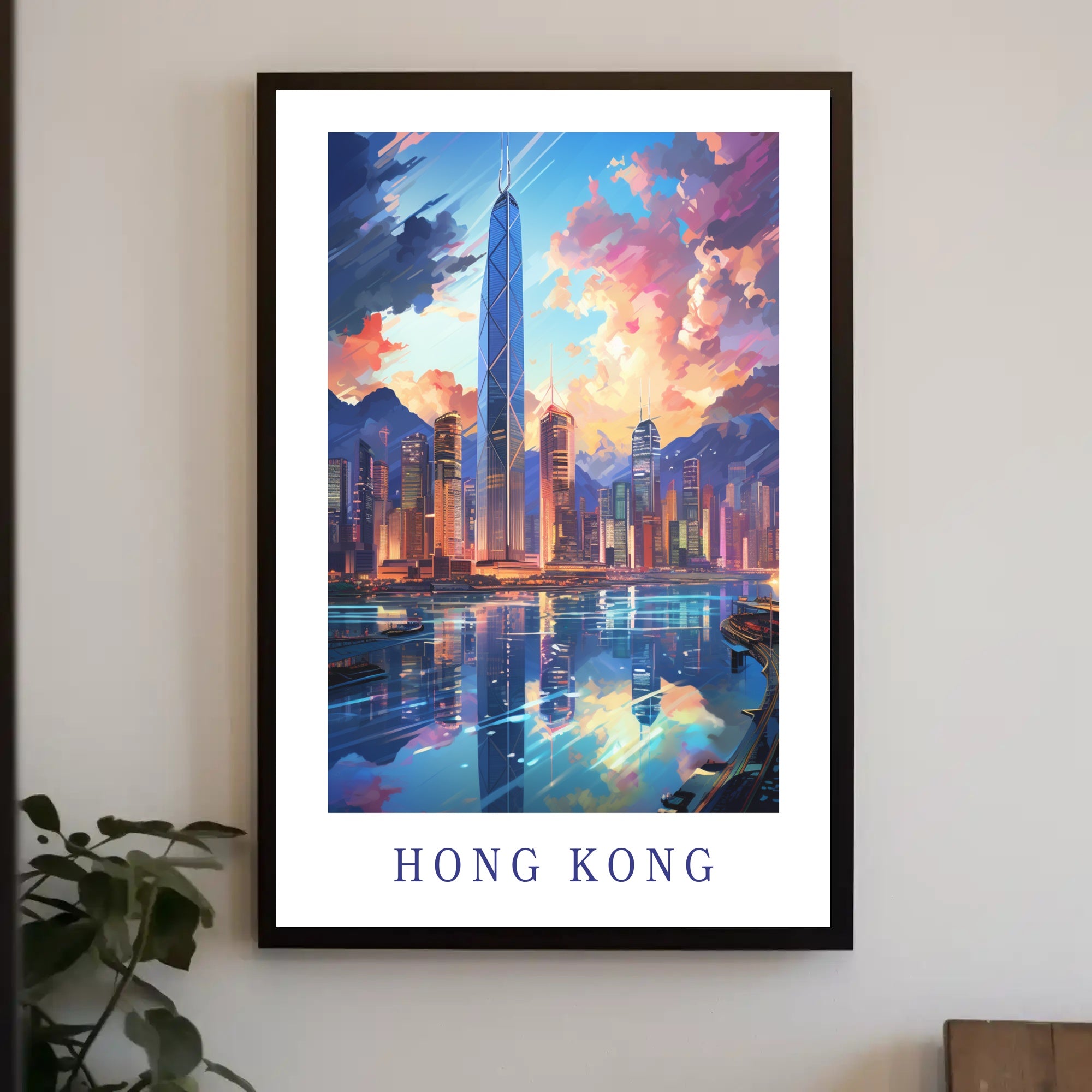Hong Kong Skyline Vibrant Urban Cityscape Travel Poster PosterGoat
