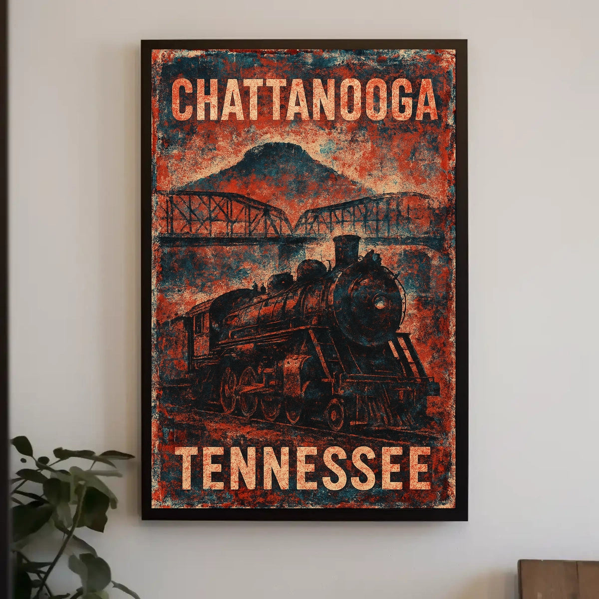 Chattanooga Steam Locomotive Nostalgia Steampunk Americana Heritage Travel Poster