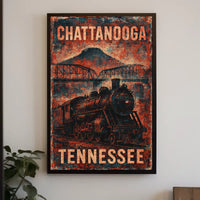 Chattanooga Steam Locomotive Nostalgia Steampunk Americana Heritage Travel Poster