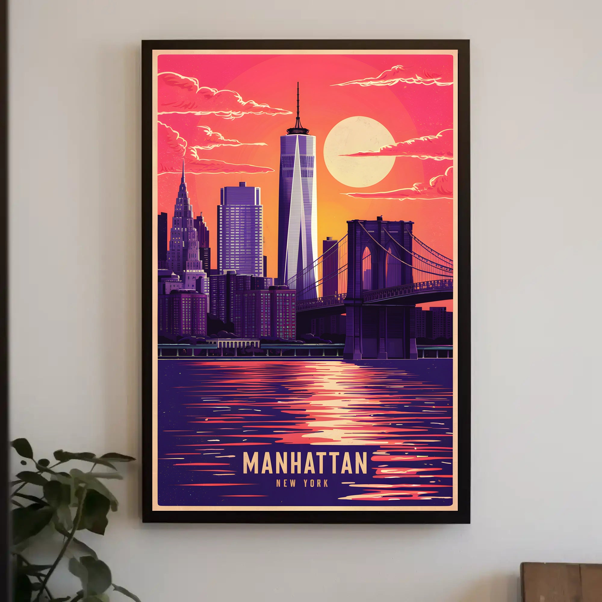 Manhattan Skyline at Sunset Poster