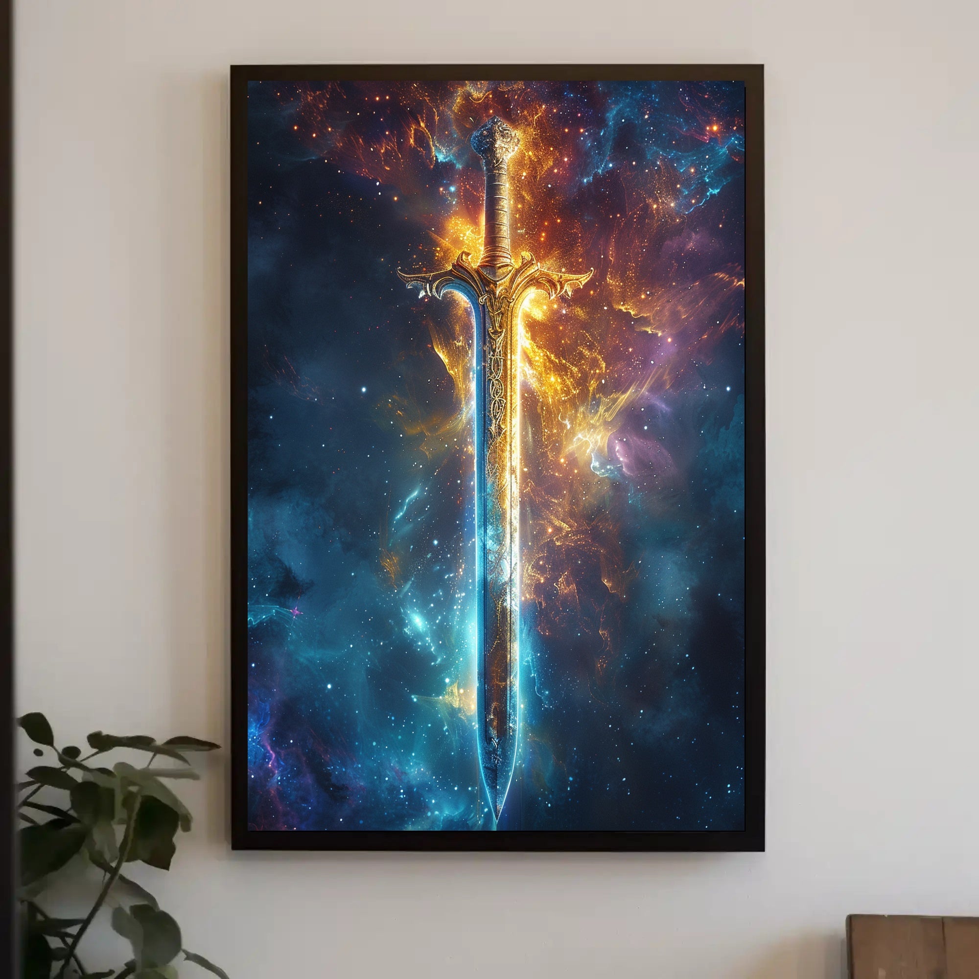 Cosmic Blade Art Print Poster for Home Decor and Wanderlust Enthusiasts PosterGoat