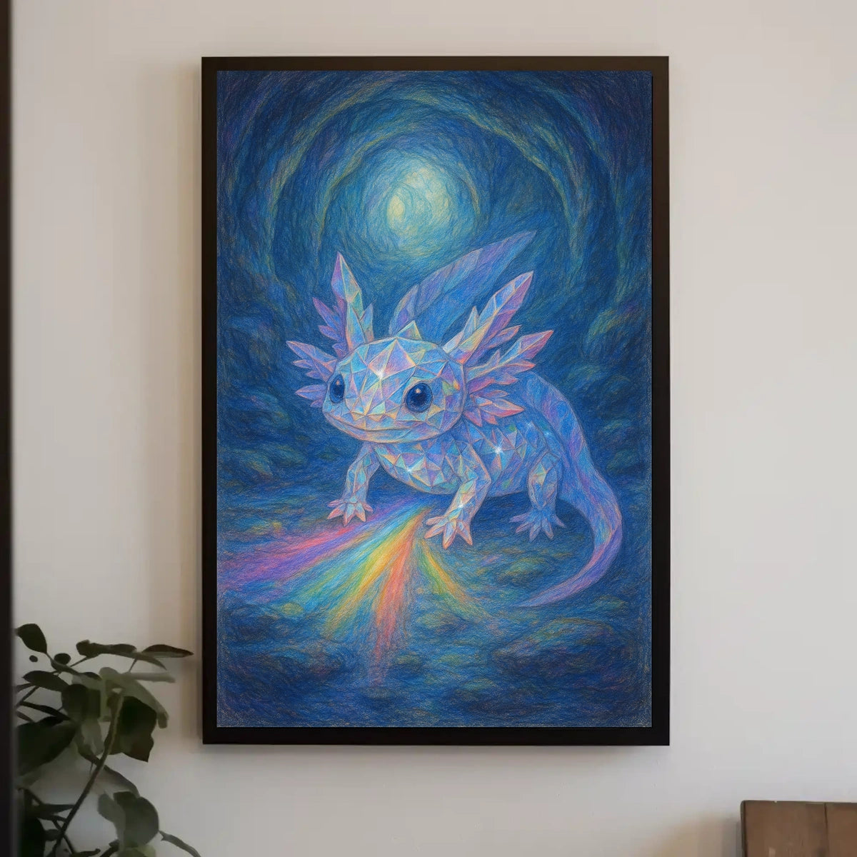 Crystal Axolotl In A Mystical Cave Poster