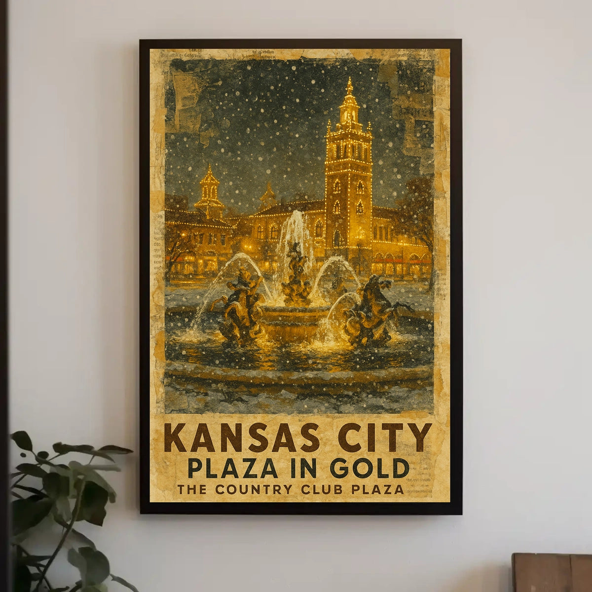 Kansas City Plaza In Gold Poster