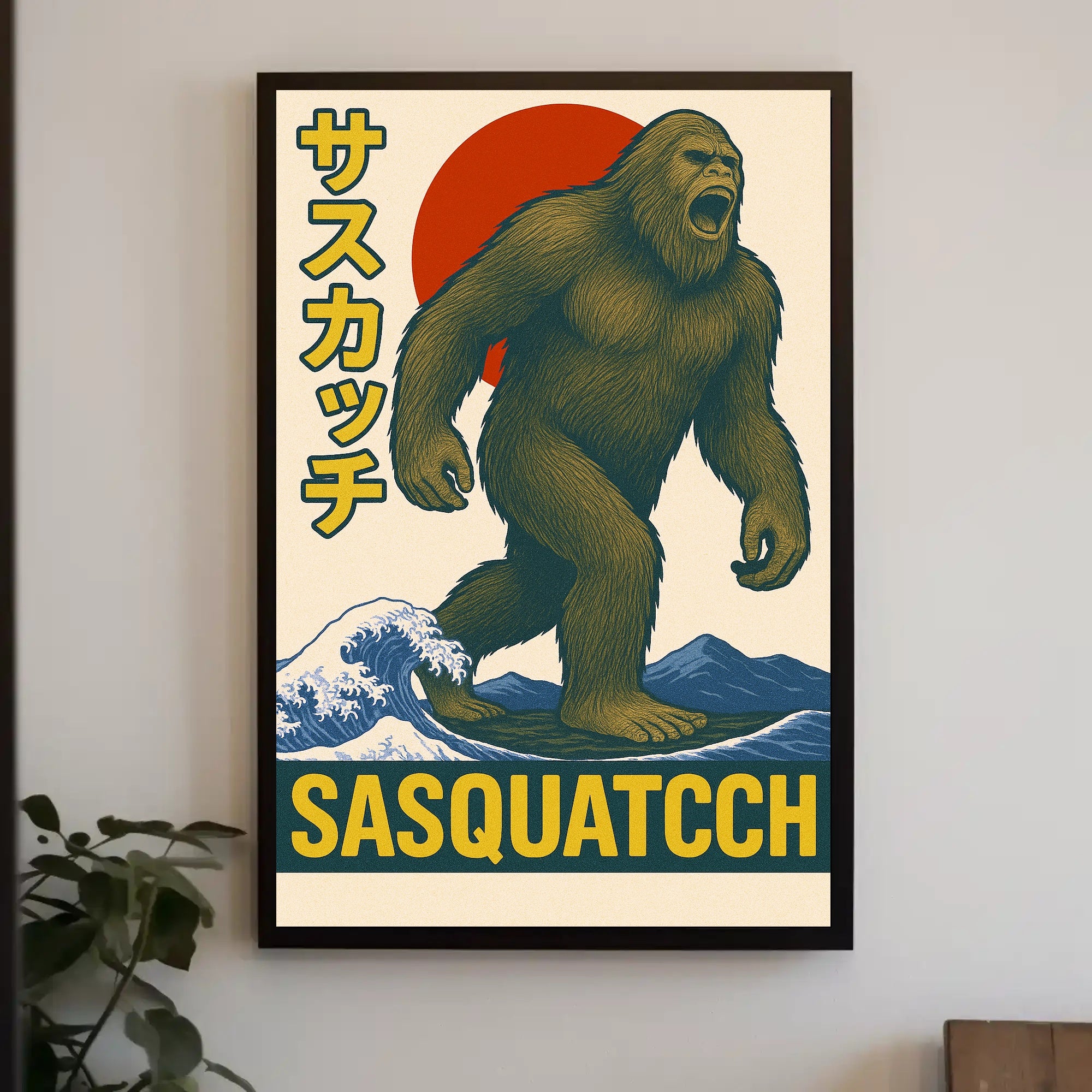 Sasquatch in Retro Style Poster PosterGoat