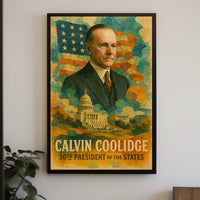 Calvin Coolidge 30th President of the United States Layered Digital Collage Poster