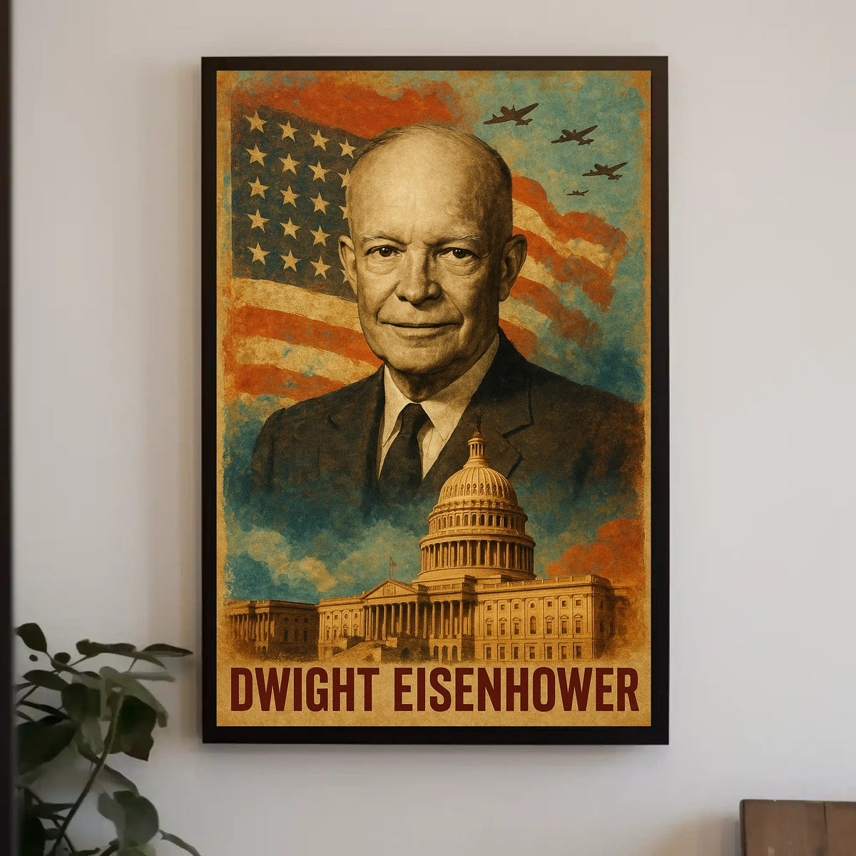 Dwight D. Eisenhower 34th President of the United States Layered Digital Collage Poster