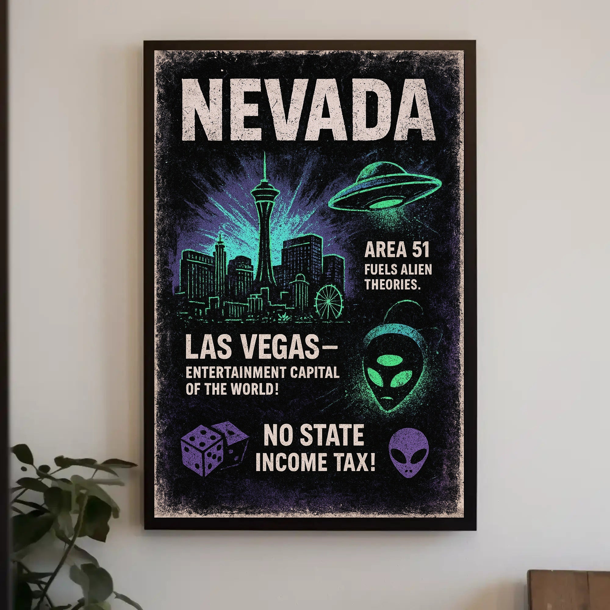 Nevada Alien Theories & Las Vegas Retro Travel Poster