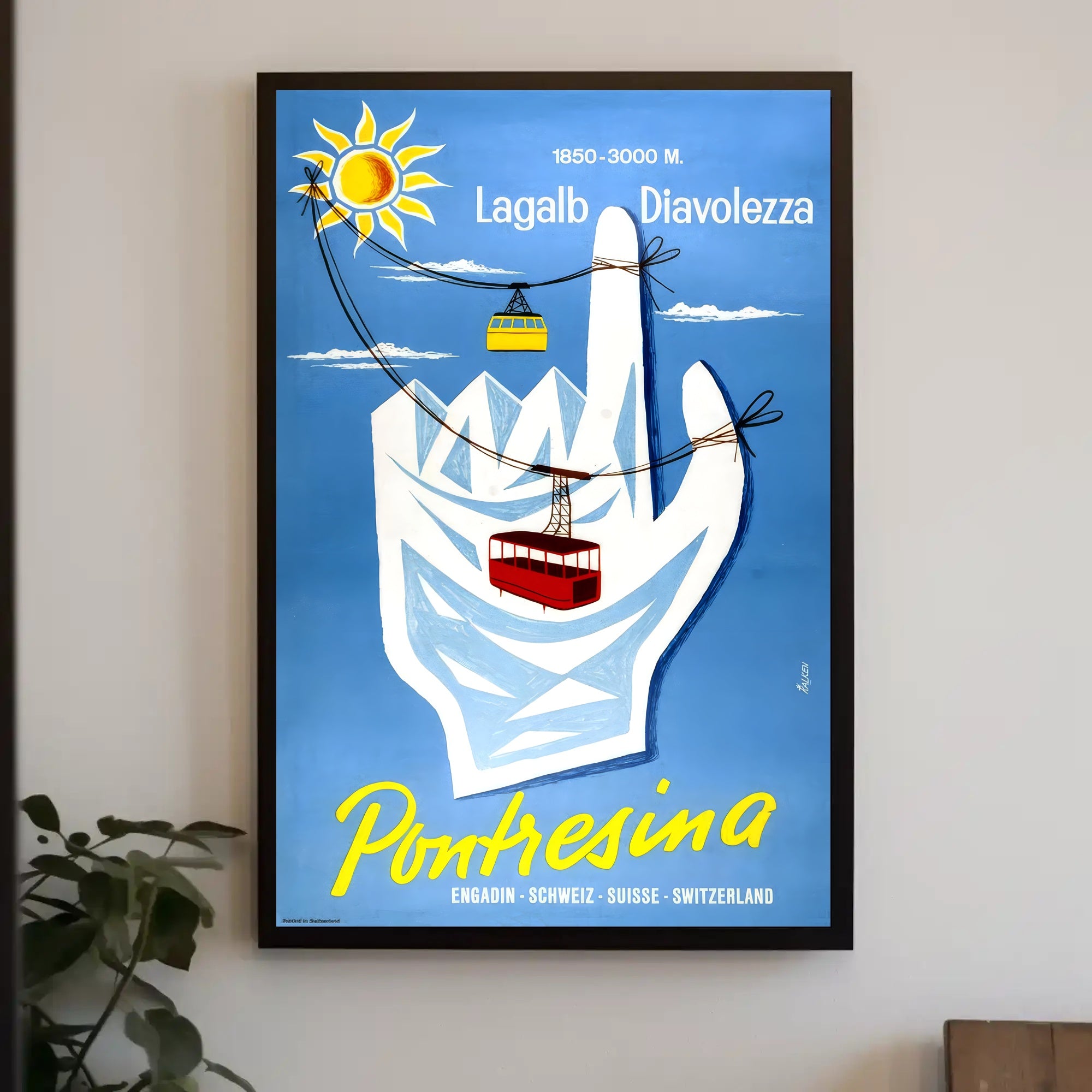 Pontresina Mountain Cable Cars Poster PosterGoat