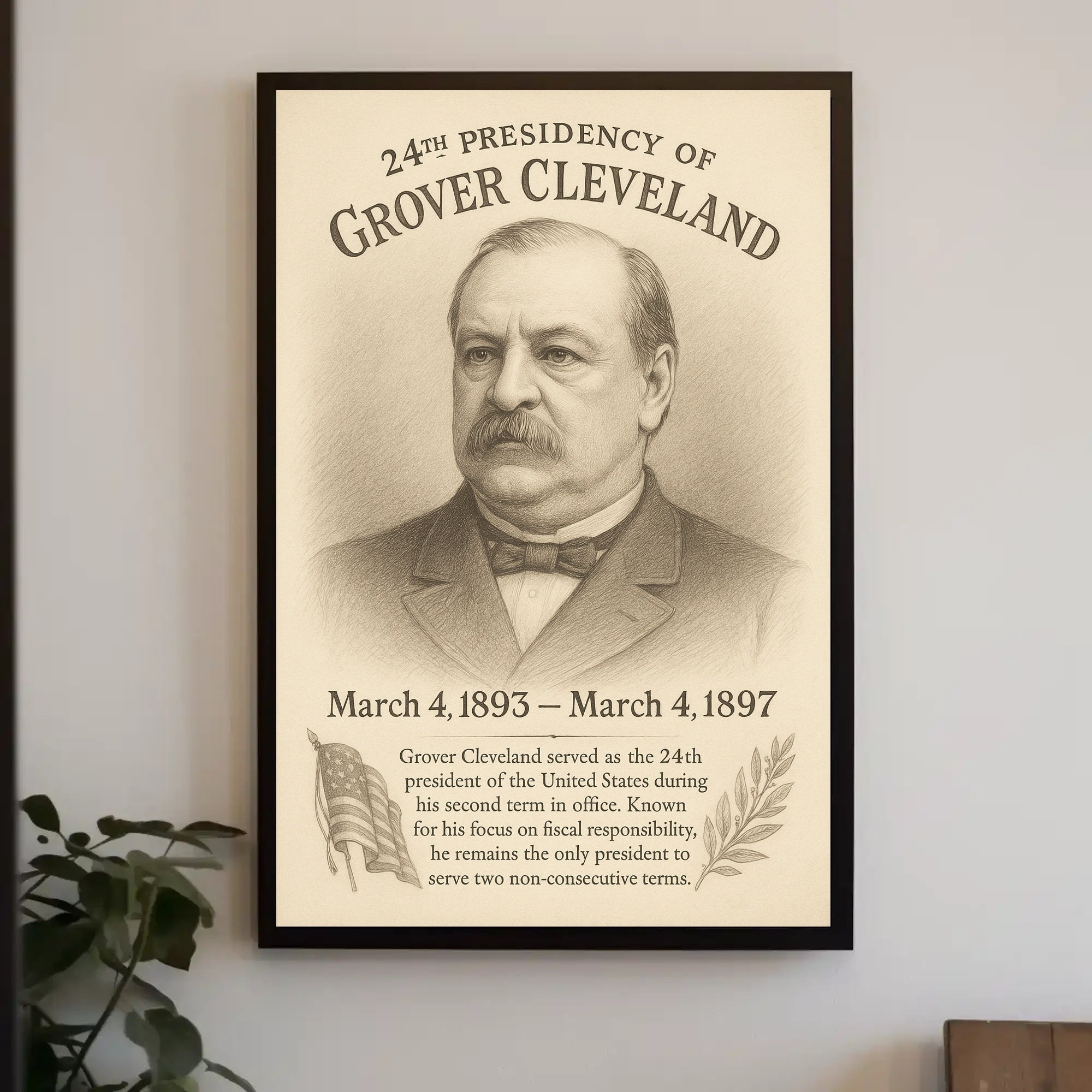Grover Cleveland 24th President Sketch Poster Art Print PosterGoat