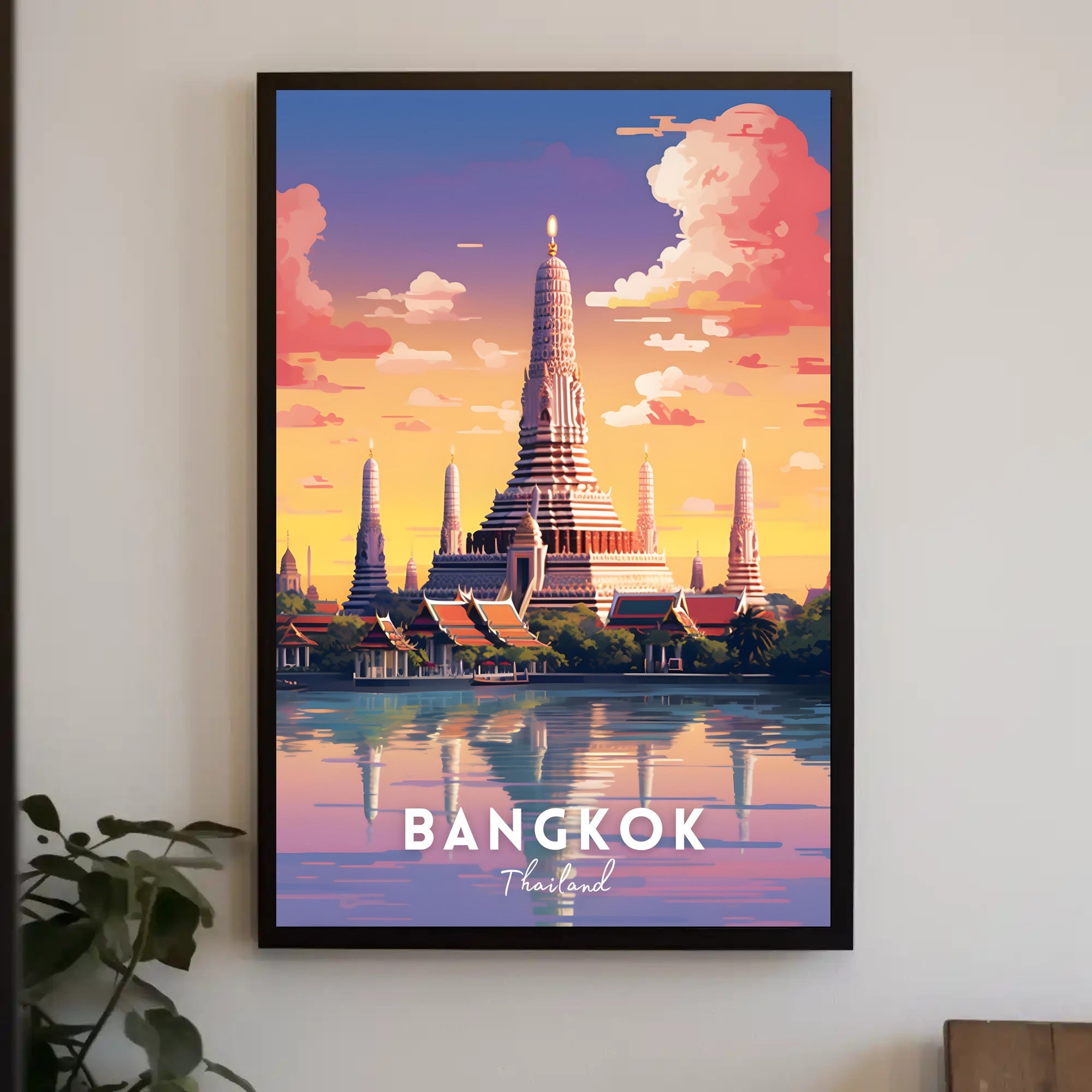 Wat Arun Sunset in Bangkok Travel Poster