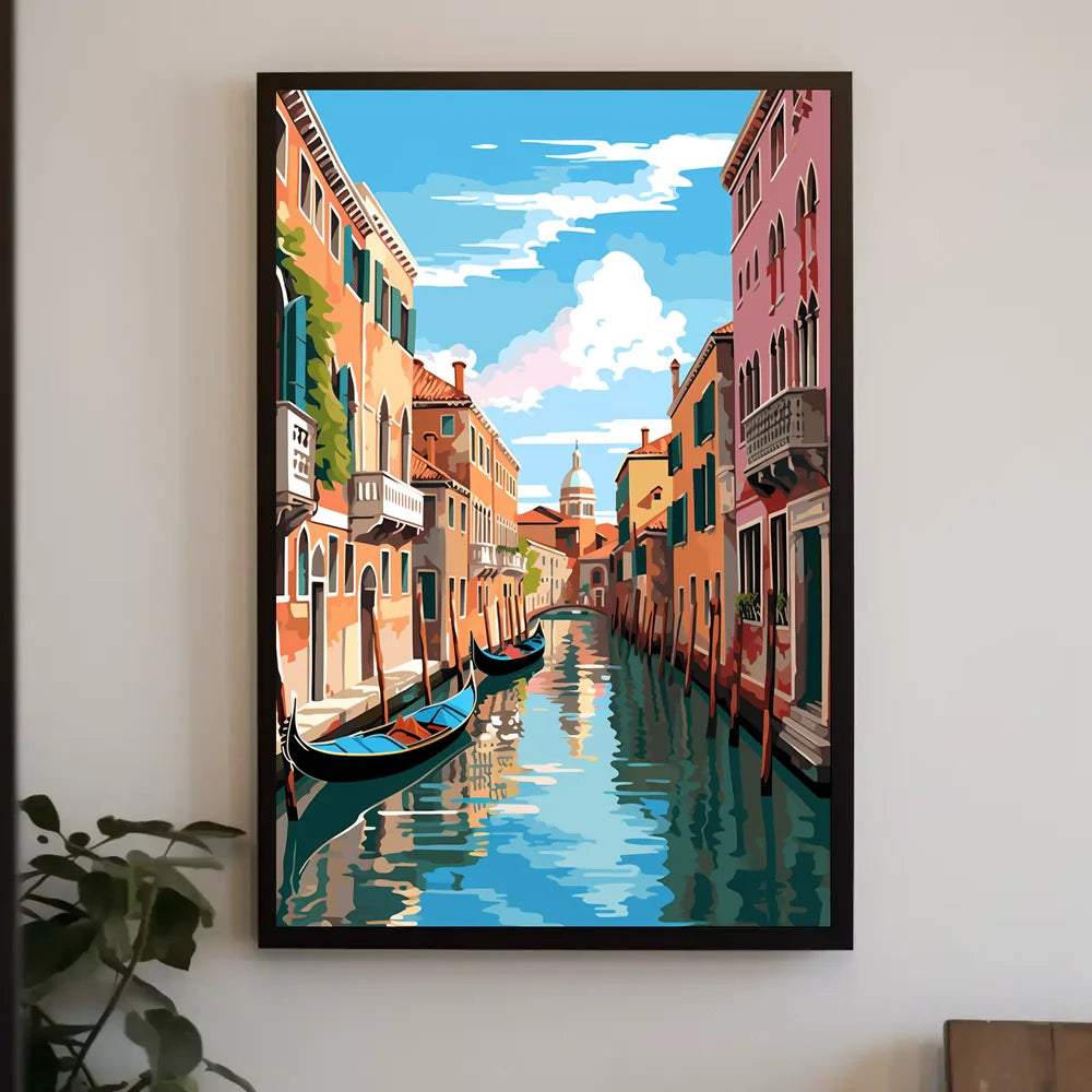 Venice Canal Scene Vibrant Modern Art Poster