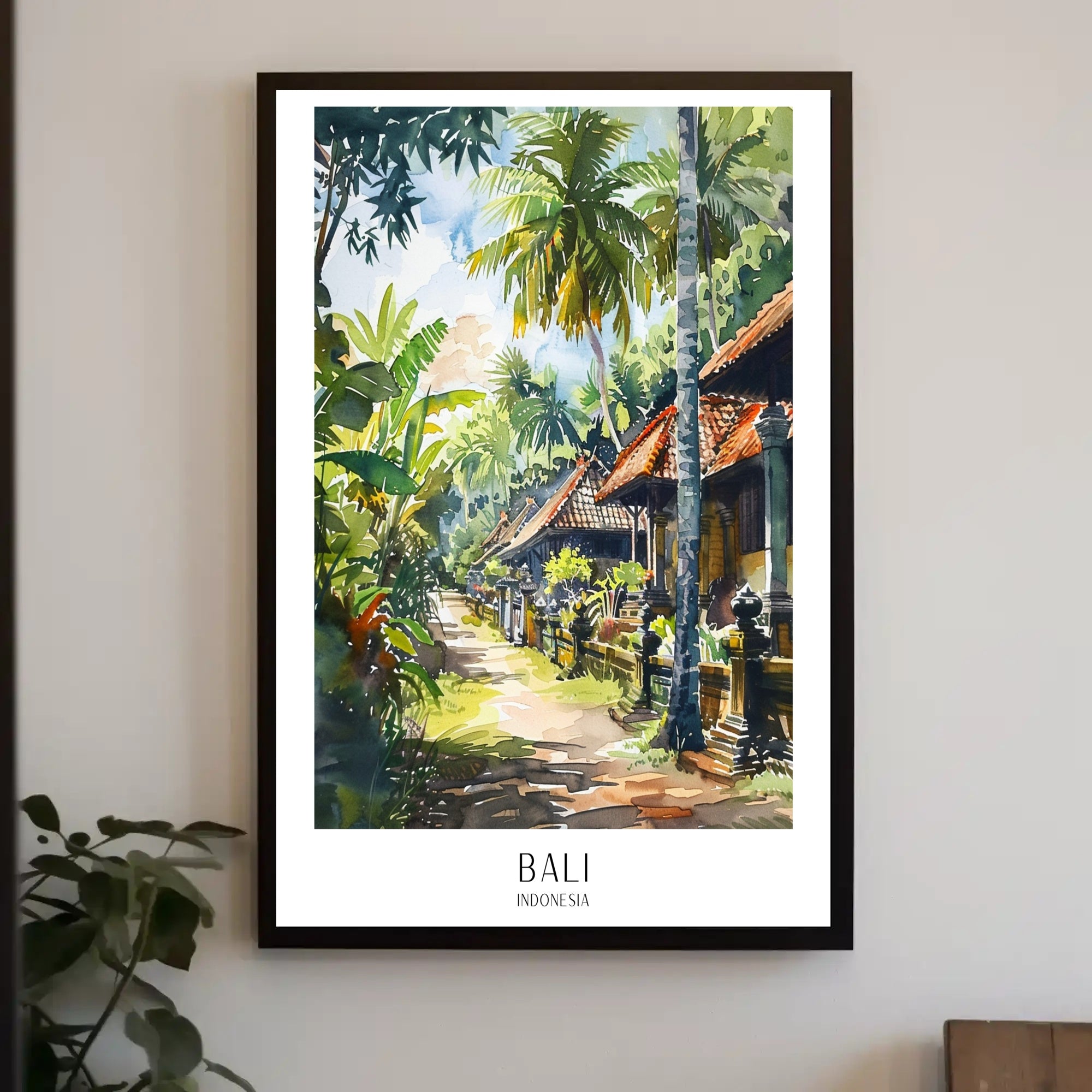 Balinese Tranquility: Traditional Street Scene Cultural Poster PosterGoat