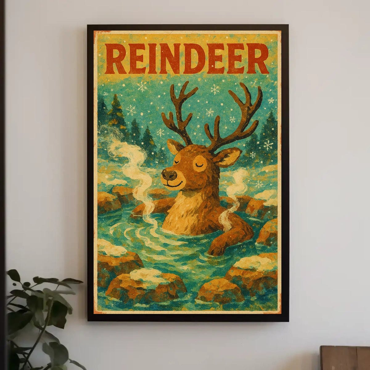 Relaxed Reindeer in Nature Animal Poster