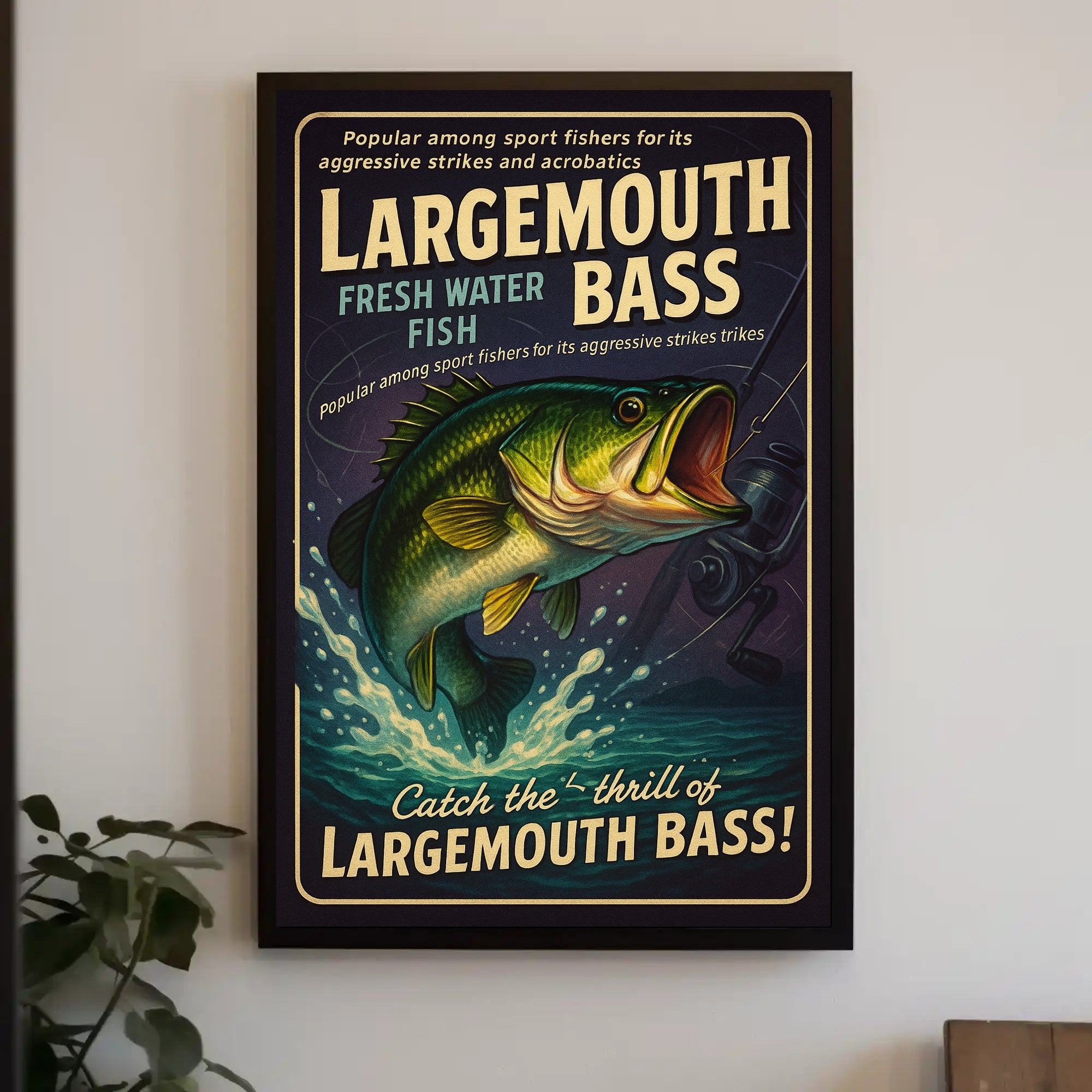 Largemouth Bass Vintage Sport Fishing Adventure Sports Poster