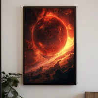 Fiery Cosmic Planet Sci-Fi Art Poster PosterGoat