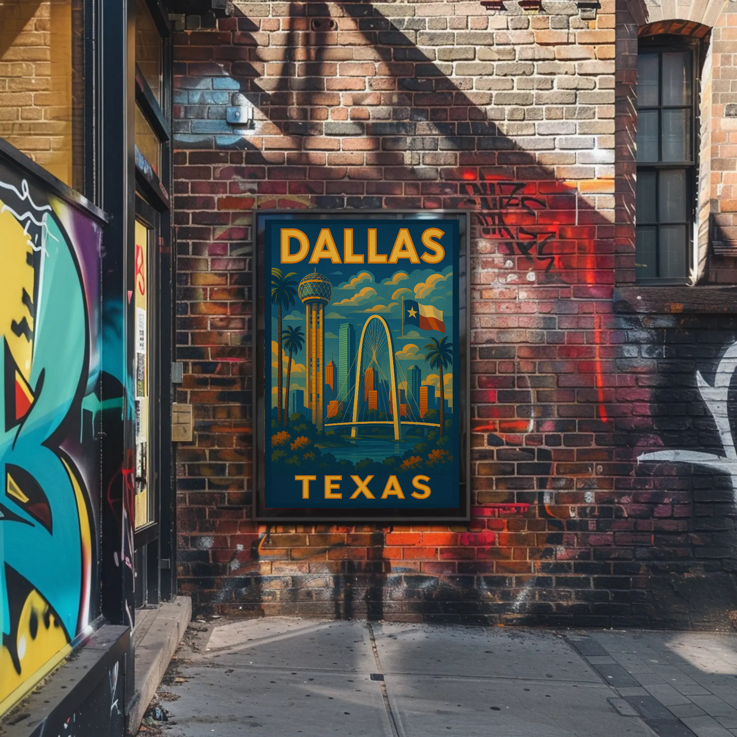 Dallas Texas Skyline Bridge Travel Poster