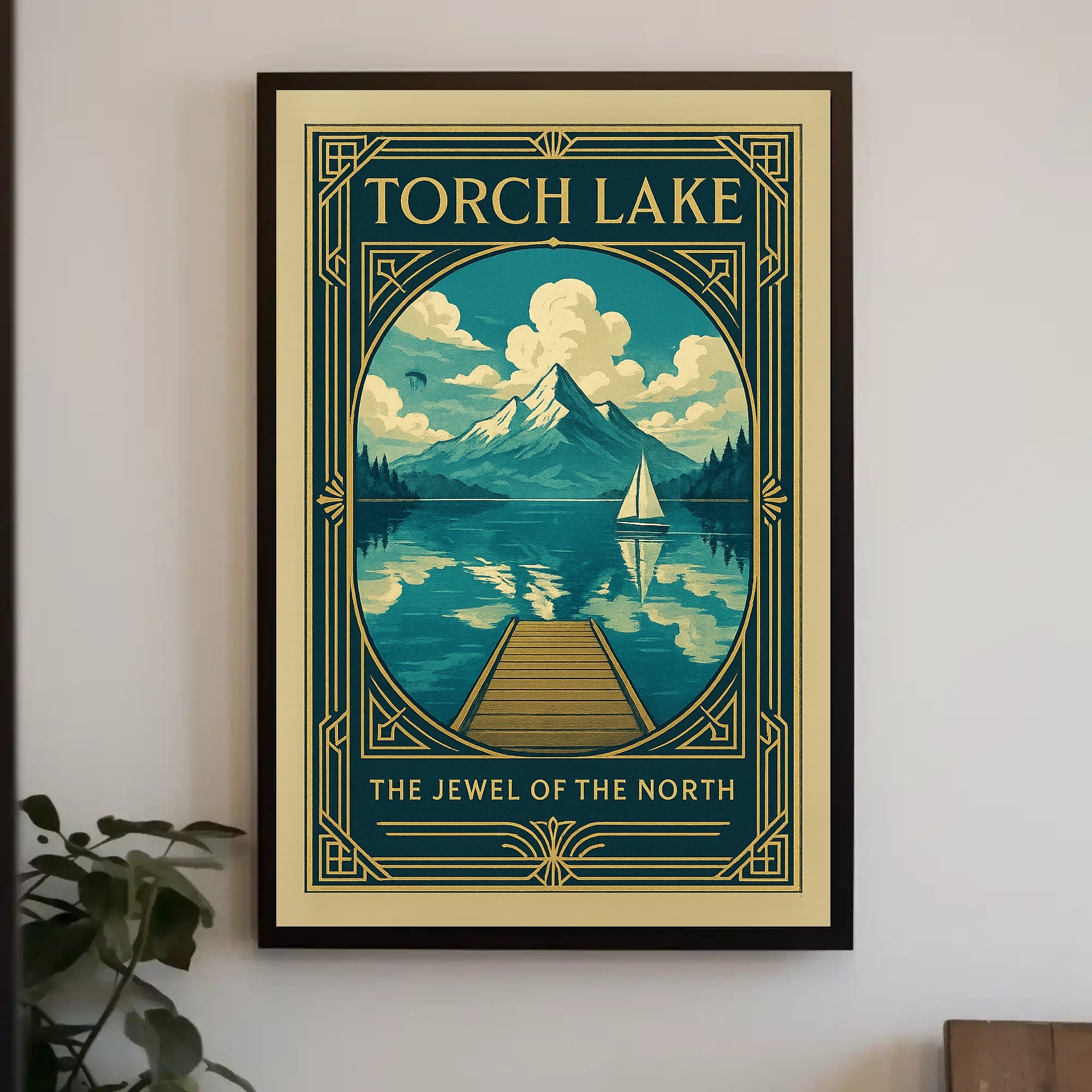 Torch Lake Vintage Travel Poster