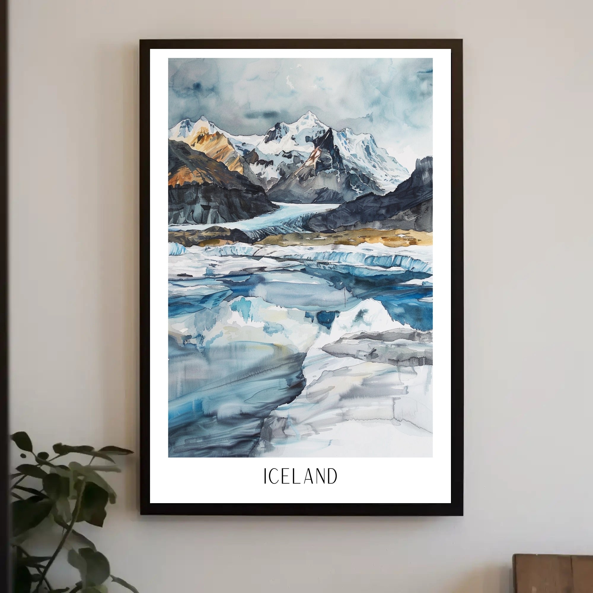 Icelandic Icy Mountains Abstract Artistic Poster PosterGoat