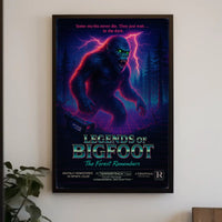 Bigfoot Mystery Forest Dark Neon Fantasy or Mythology Poster