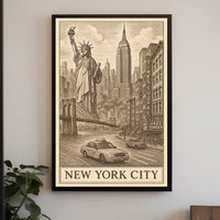 Timeless New York City Poster Vintage Sepia Urban Art Fans