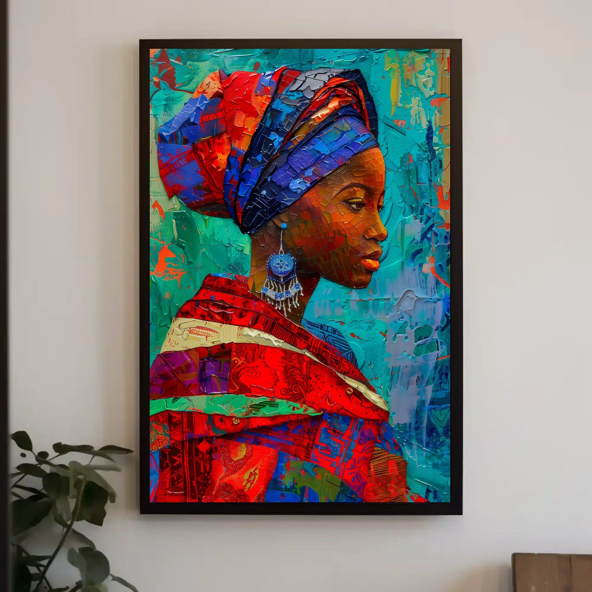 Vibrant Cultural Portrait Poster with African Heritage Colors