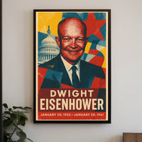 Dwight Eisenhower Patriotic Vintage Art Portrait Retro Eighties Stencil Print HistoryLover Poster