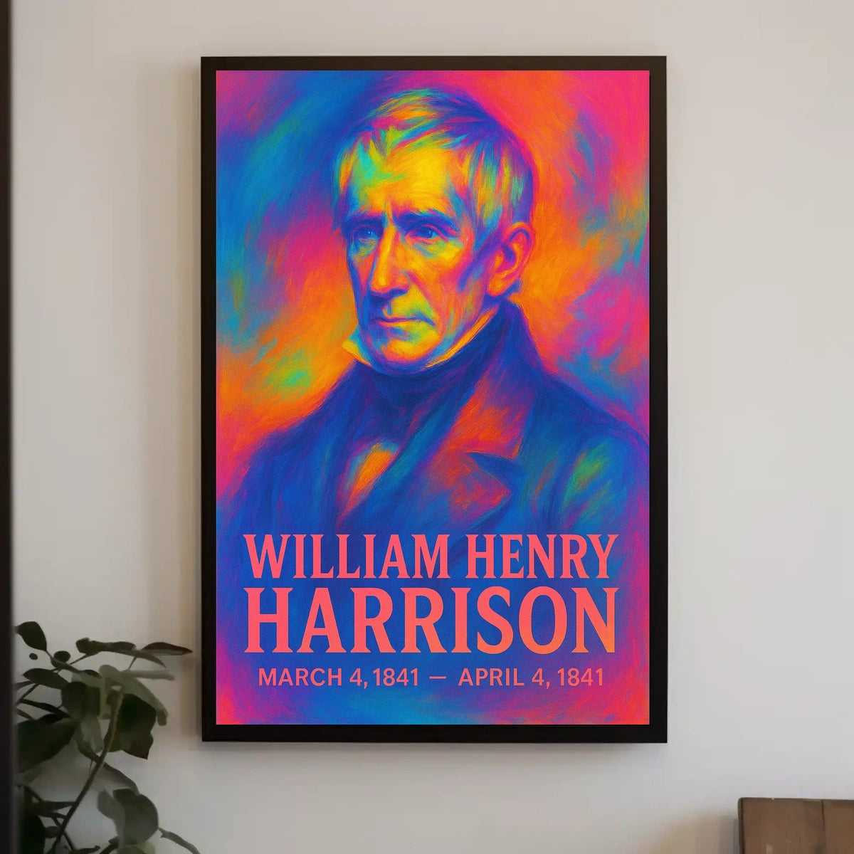 William Henry Harrison 9th President of the United States Neon Gradient Overlay Poster