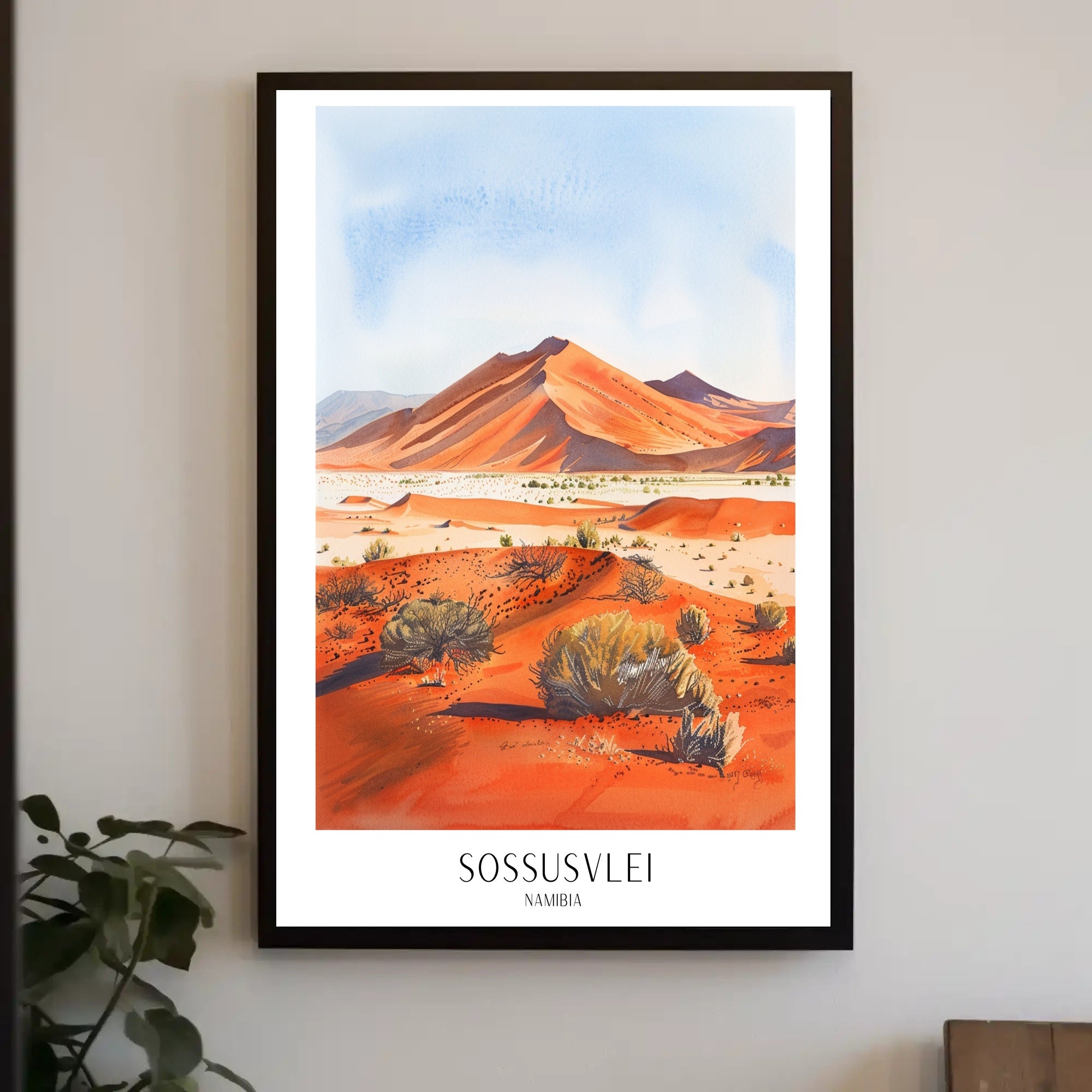 Sossusvlei Namibia Desert Watercolor Travel Poster PosterGoat