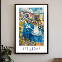 Las Vegas Cityscape Watercolor Illustration Travel Poster PosterGoat