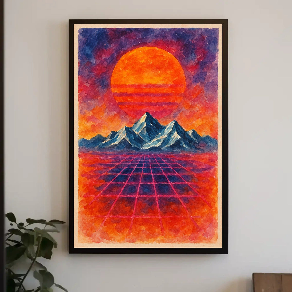 Futuristic Retro Landscape Art: Abstract or Artistic Poster