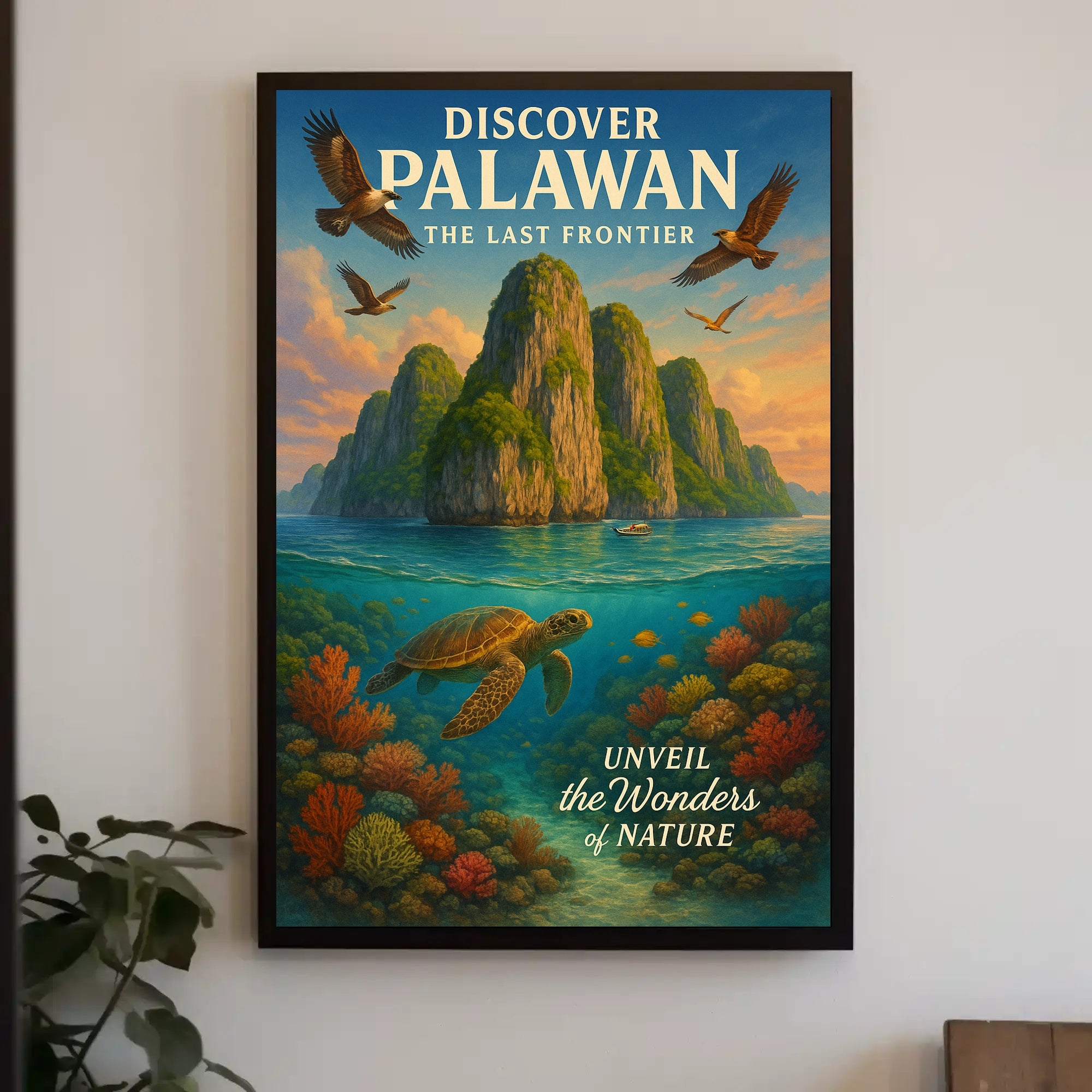 Palawan Travel Poster Vintage Island Wall Art