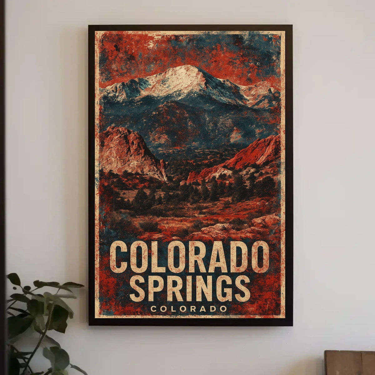 Colorado Springs Vintage Travel Retro 80s Scenic Rocky Mountain Landscape Aesthetic Poster